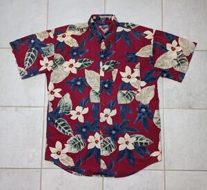 Chaps Ralph Lauren Men's Medium Tropical Red Short Sleeve Hawaiian Shirt